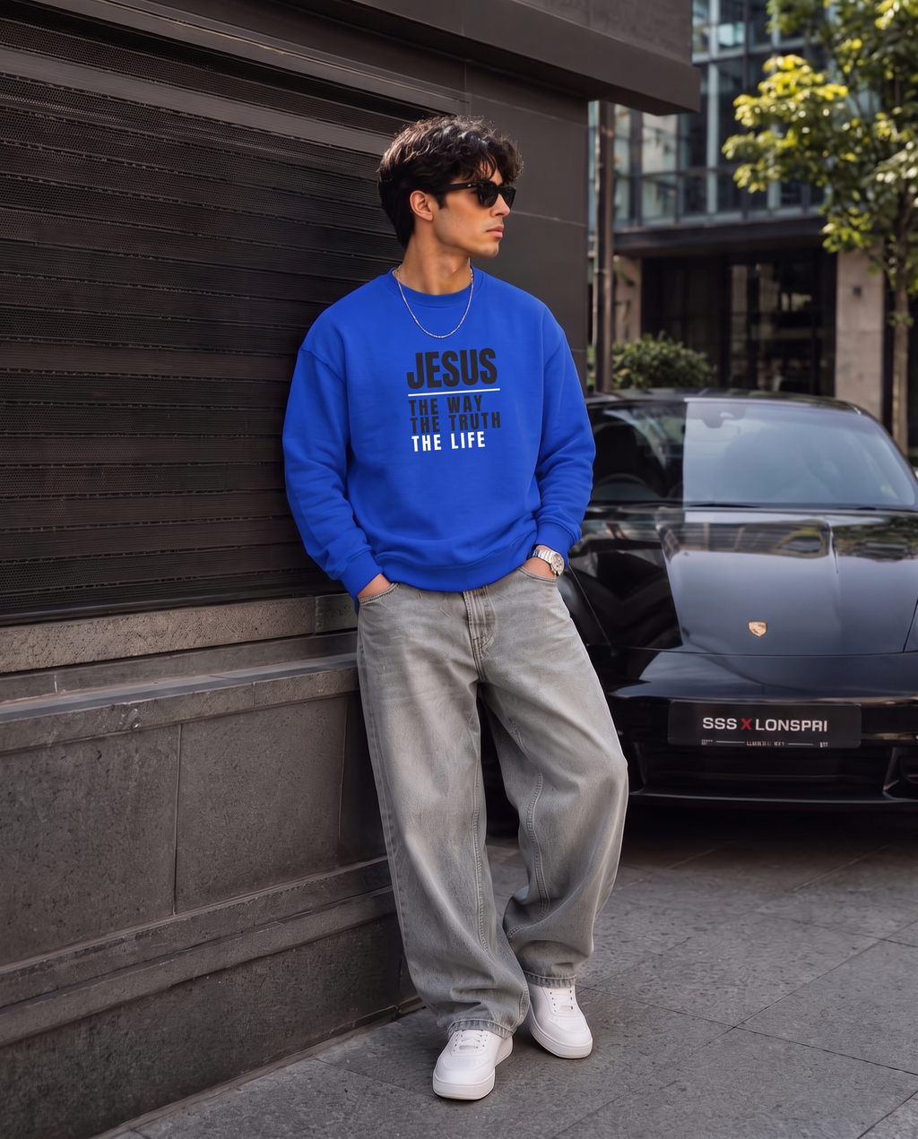 Jesus Crewneck Sweater — White Print