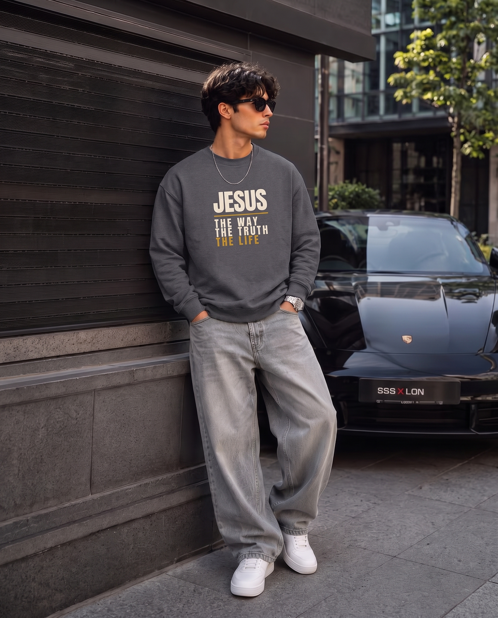 Jesus Crewneck Sweater — Gold Print